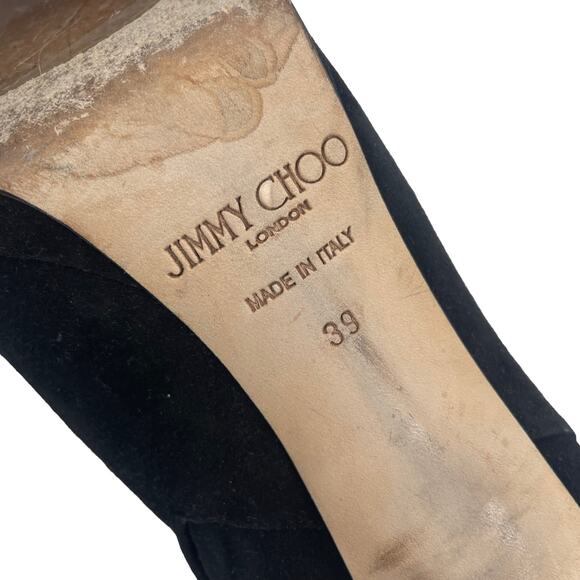 Jimmy Choo Ren 100 Pointed Toe Suede Ankle Boots Black Size 39 - Picture 10 of 12